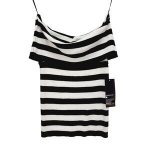 Broadway shirt Black & White Striped Off-Shoulder Ribbed Size S